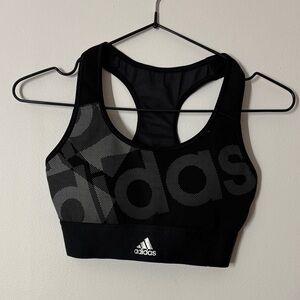 adidas Black Mesh-Panel Racerback Sports Bra